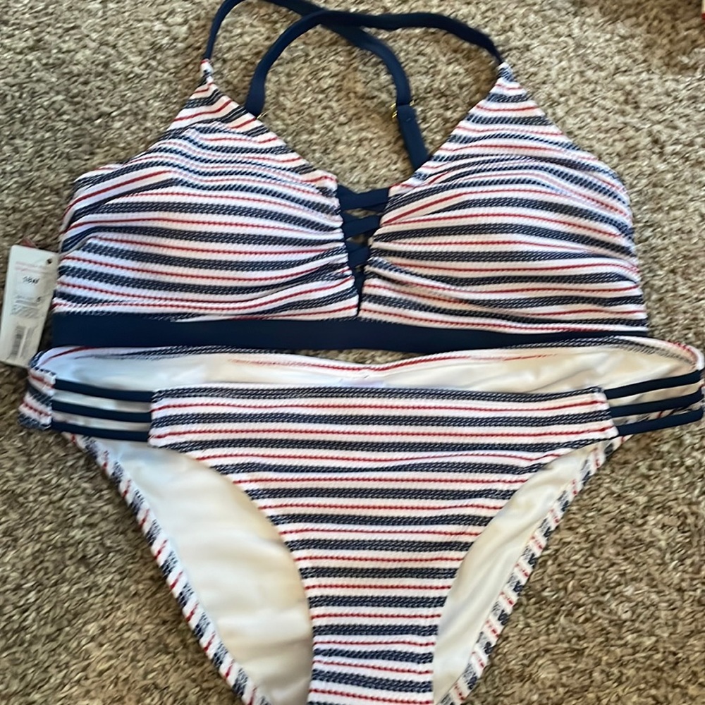 Plus size red white and blue bikini